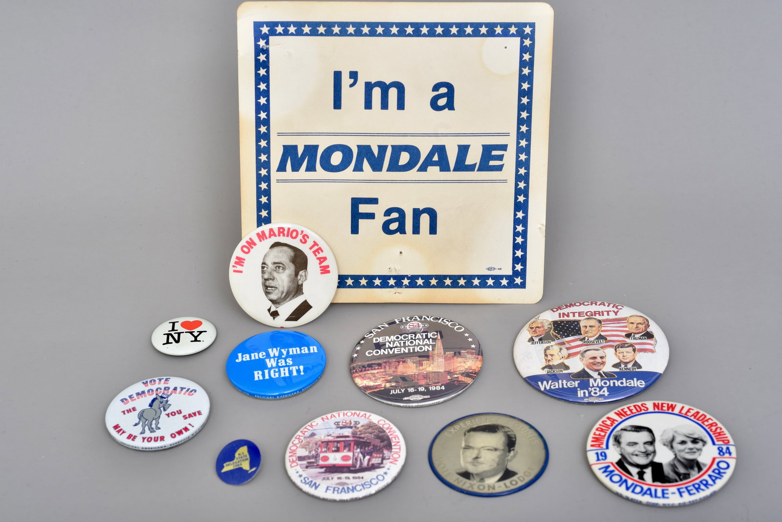 Democratic Campaign Button and Political Ephemera Group (1 of 6)