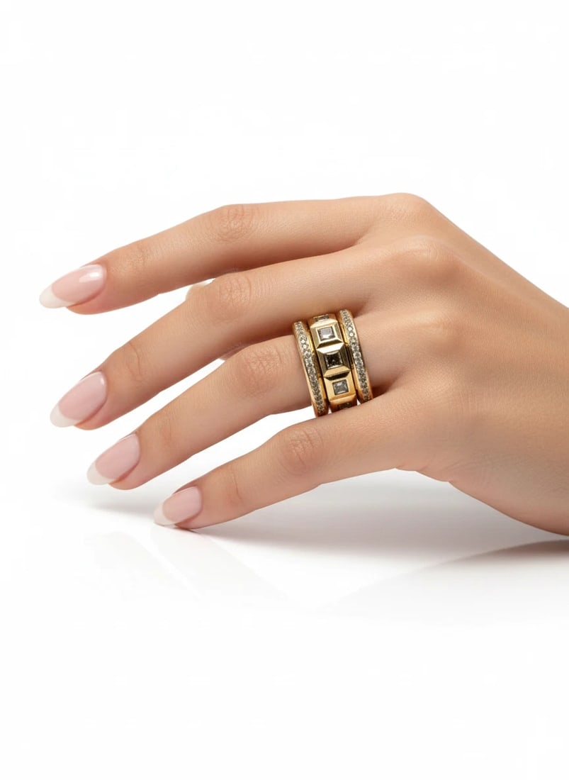 Tamara Comolli 18K Rose Gold Curriculum Vitae Ring w/Cappuccino Diamonds Sz.6.5: Brand: Tamara Comolli Ring size: 6.5 Material: 18k Rose gold Total Weight: 34.5 grams Diamonds: The main, geometric, inset stones appear to be fancy brown or "cappuccino" diamonds, which range in hue