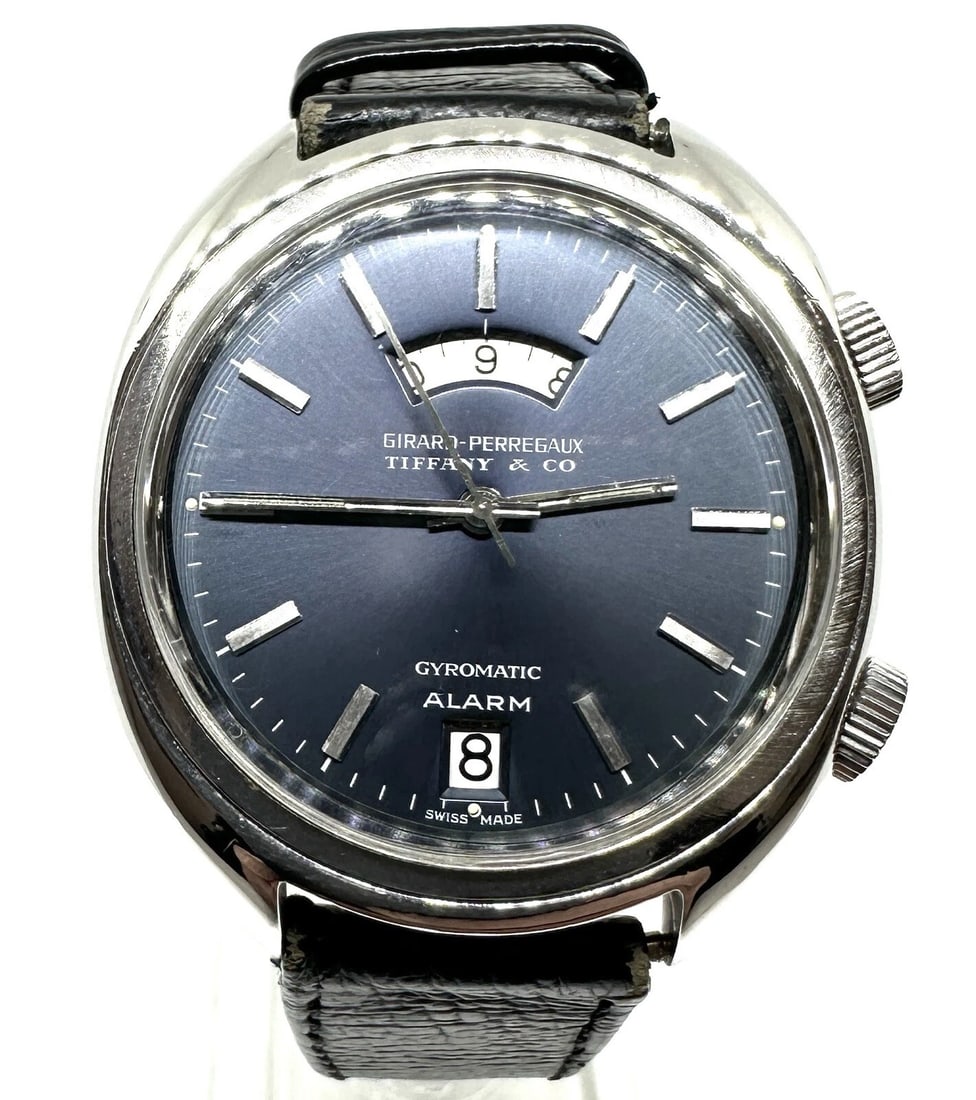 Extremely Rare Girard-Perregaux w Tiffany & Co. Automatic Alarm 9443 Wrist Watch: Extremely Rare Girard-Perregaux w Tiffany & Co. Automatic Blue Dial Alarm Wrist Watch Recently I've purchased this Gorgeous, Blue dial 9443 Girard-Perregaux / Tiffany & Co. wrist watch in an Excellent