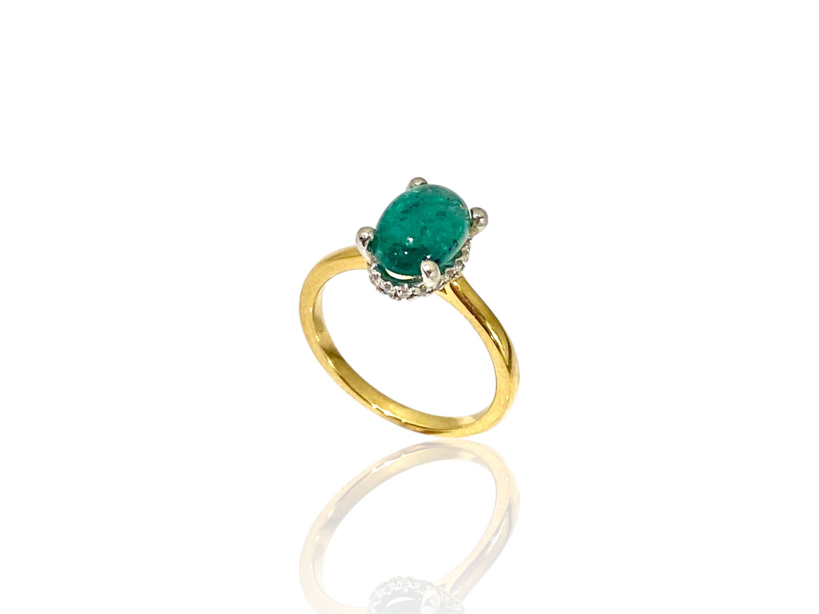 18K Yellow Gold Emerald and Diamond Estate Ring (1 of 5)