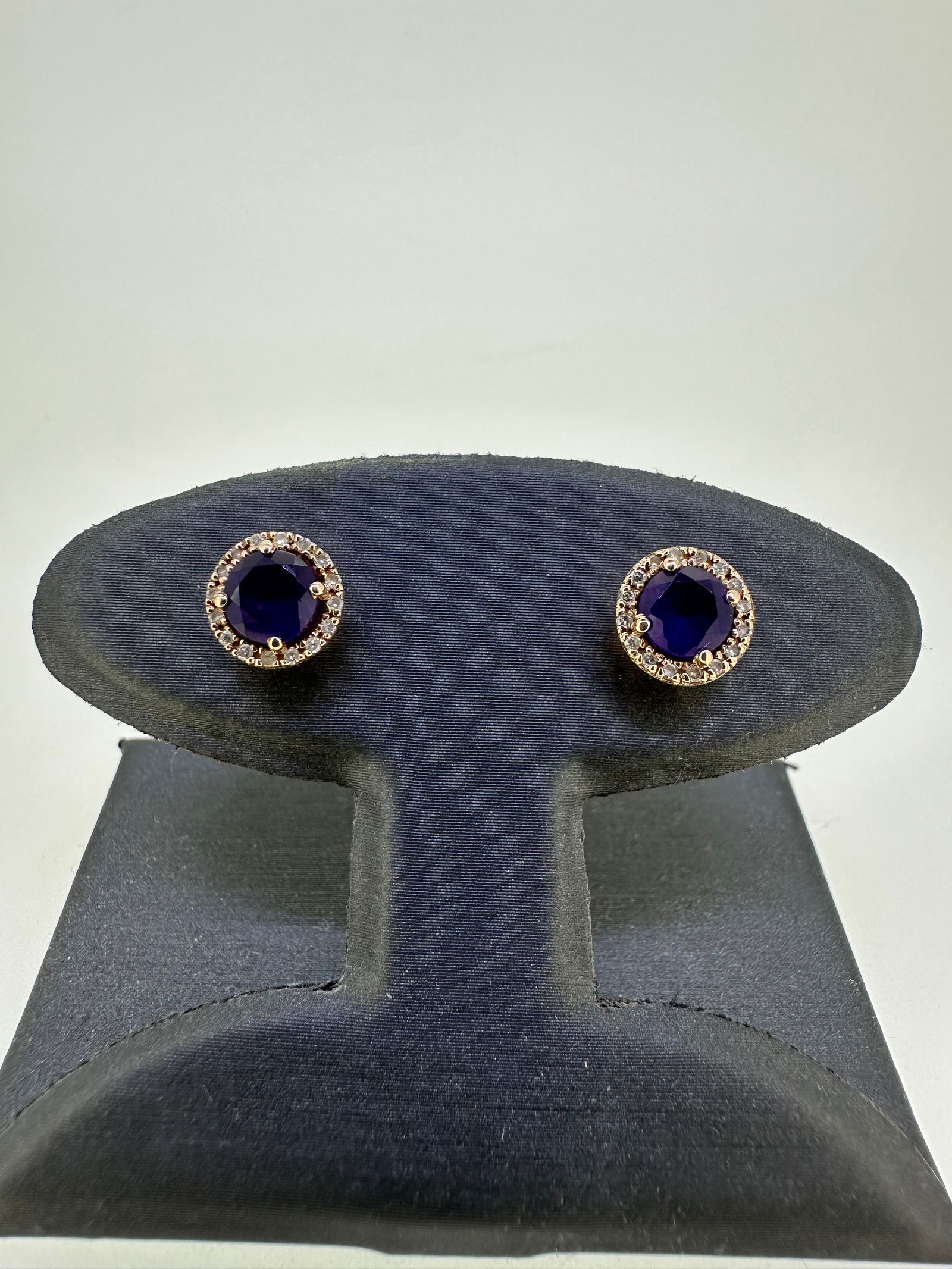 EFFY Amethyst and Diamond Halo Stud Earrings in 14k Rose Gold: Condition: Like New Brand: Unbranded Metal: 14k Rose Gold Stone: Amethyst and 32 Round-cut Diamonds Amethyst Size: 5MM Weight: 1.9 grams