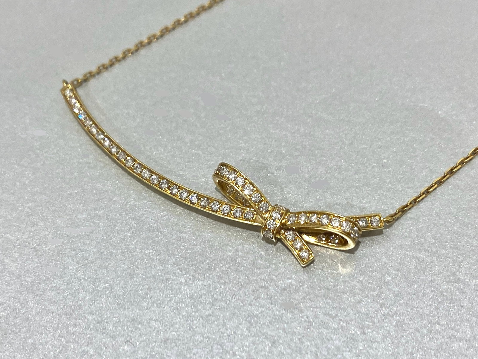Chanel 18K Yellow Gold with Diamond Bow Motif Pendant Necklace (1 of 5)