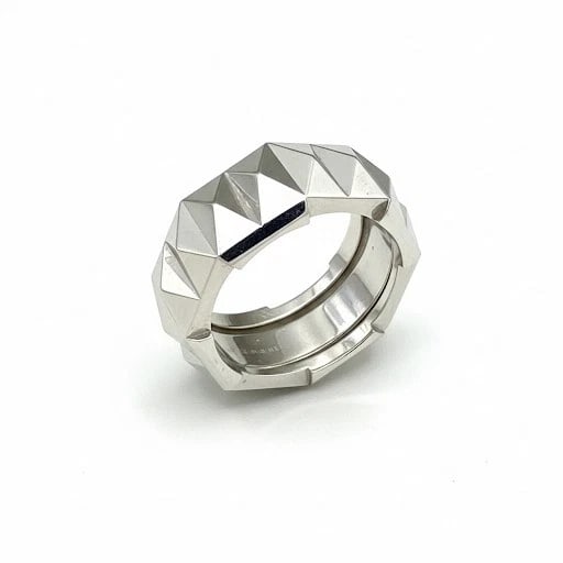 Gucci Link To Love Faceted Stack Band Wedding Ring 18K White Gold Size US 6.5 (1 of 4)