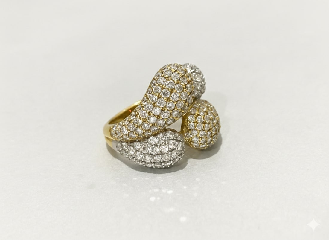 APX 4 CTW Diamond Paved Drops Ring in 18K Yellow Gold (1 of 5)