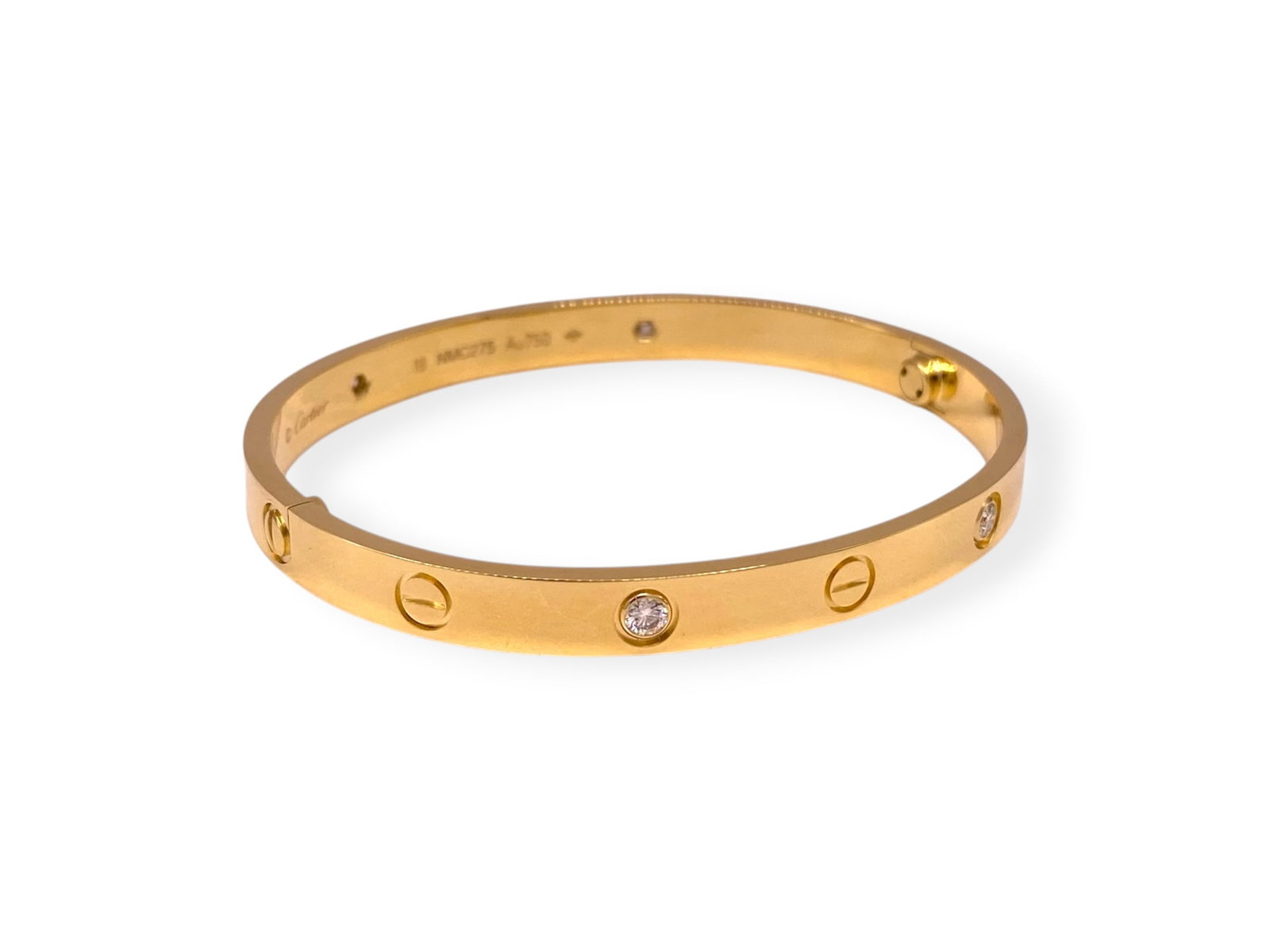 Cartier Love Bracelet Classic Model 4 Diamonds 18k Yellow Gold Size 18  (1 of 8)