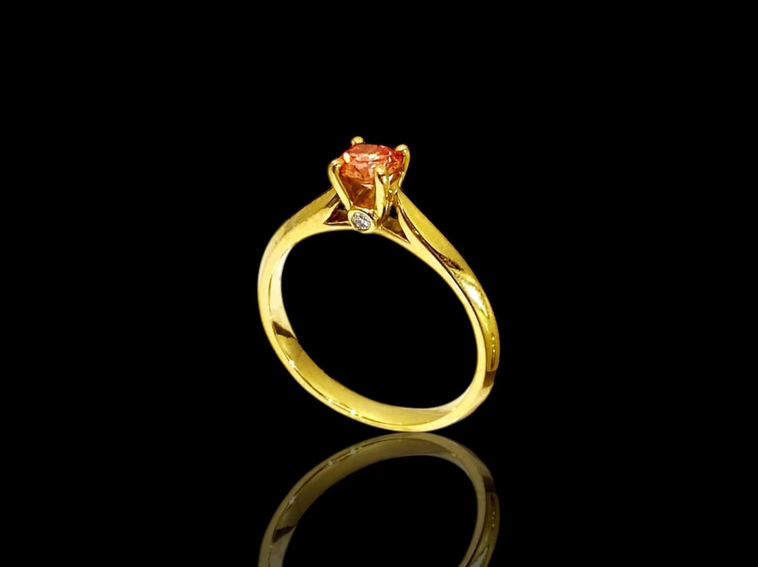 18k Gold Fancy Intense Pink Round Lab Created Diamond Ring / IGI Cert. Sz. 5.5 (1 of 4)
