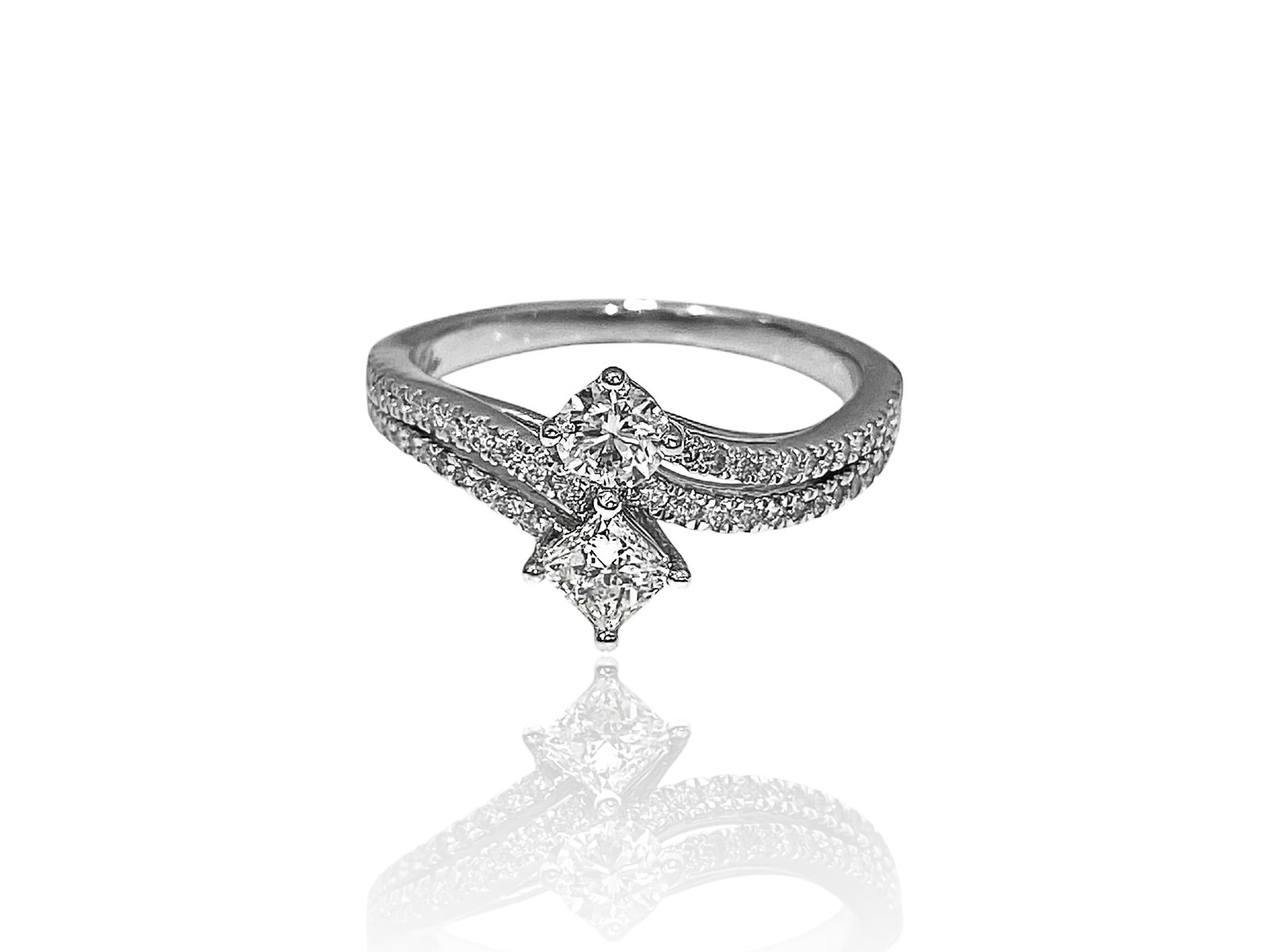 Ever Us Diamond Two-Stone Bypass Engagement Ring in 14k White Gold (1 of 4)