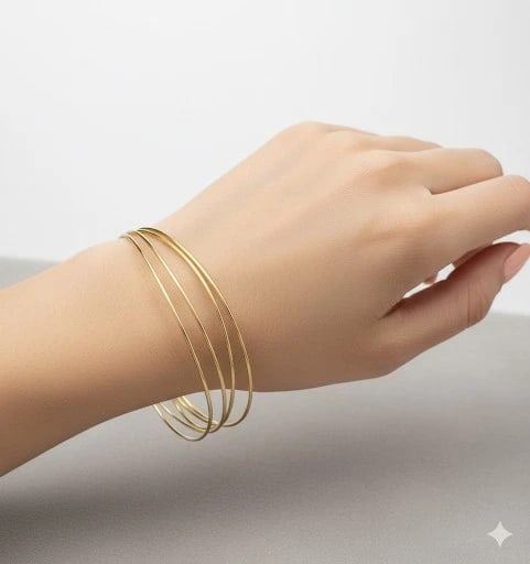 Tiffany & Co. Elsa Peretti Wave 5 Row 18K Yellow Gold Bangle Fits 6.75" (#152) (1 of 5)