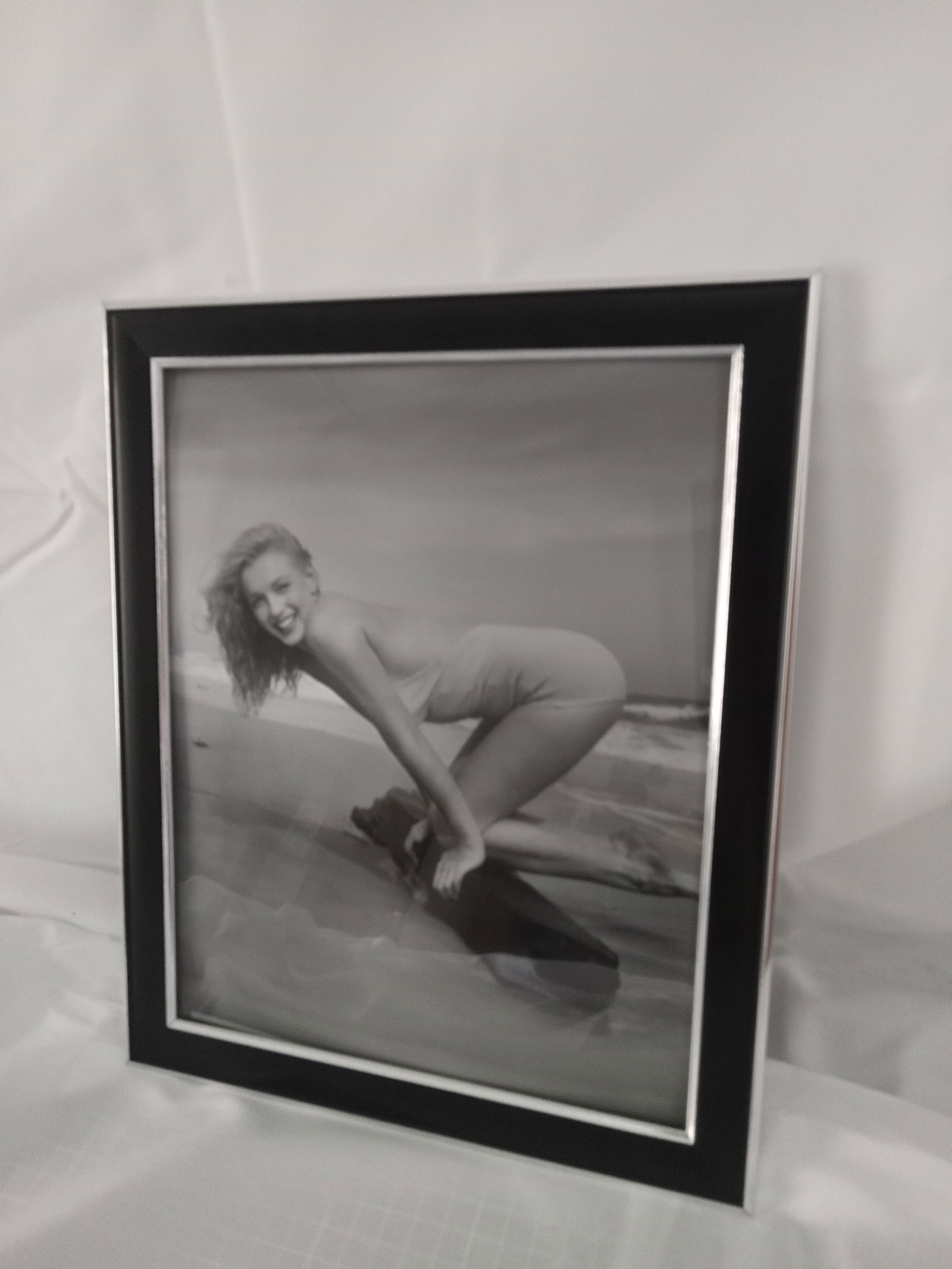 Andre de Dienes, Marilyn Monroe, 1949 Framed: Marilyn Monroe photographed by Andre de Dienes 1949 framed print on high glosss Kodak photo paper. Image measures 8x10.