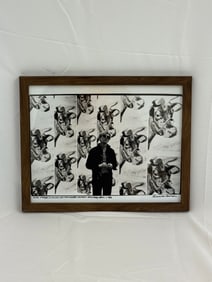 FRED MCDARRAH Andy Warhol with his Cow Wallpaper, Castelli Gallery Photo