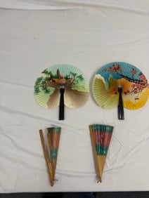 Set of 4 Vintage Folding Hand Fans