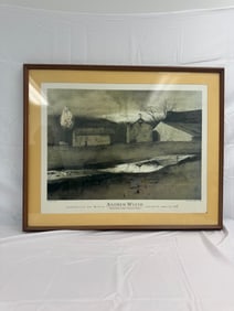 Andrew Wyeth "Last Light, Drybrush, 1988" Framed