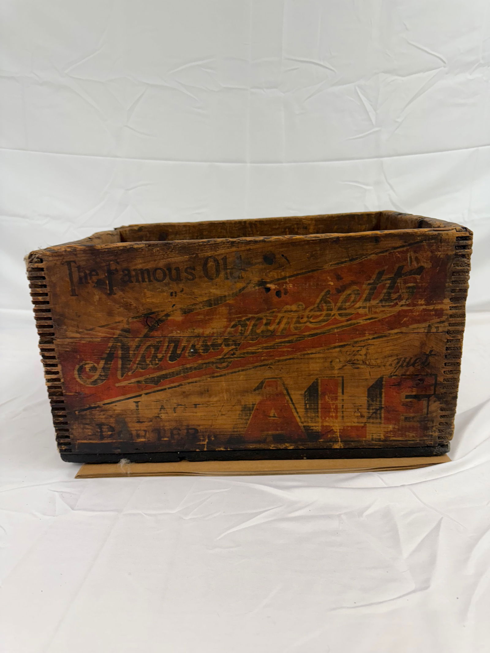 Antique Wood Crate Narragaansett Ale: The Famous Old Narragansett Lager Ale Crate. Measures 20x12x10 inches.