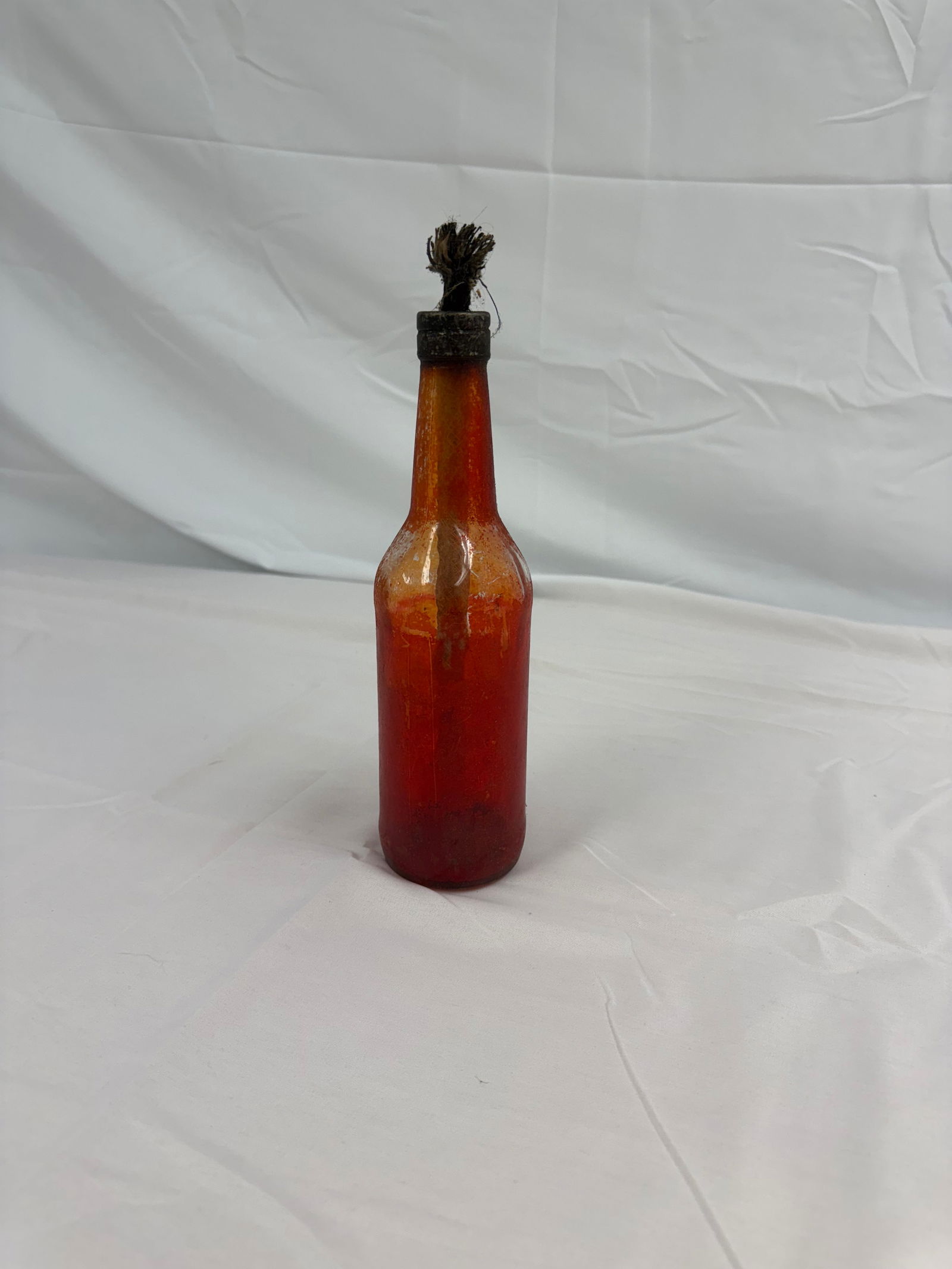 Vintage Decorative Malika Arts Red Glass Bottle with Wick (1 of 2)