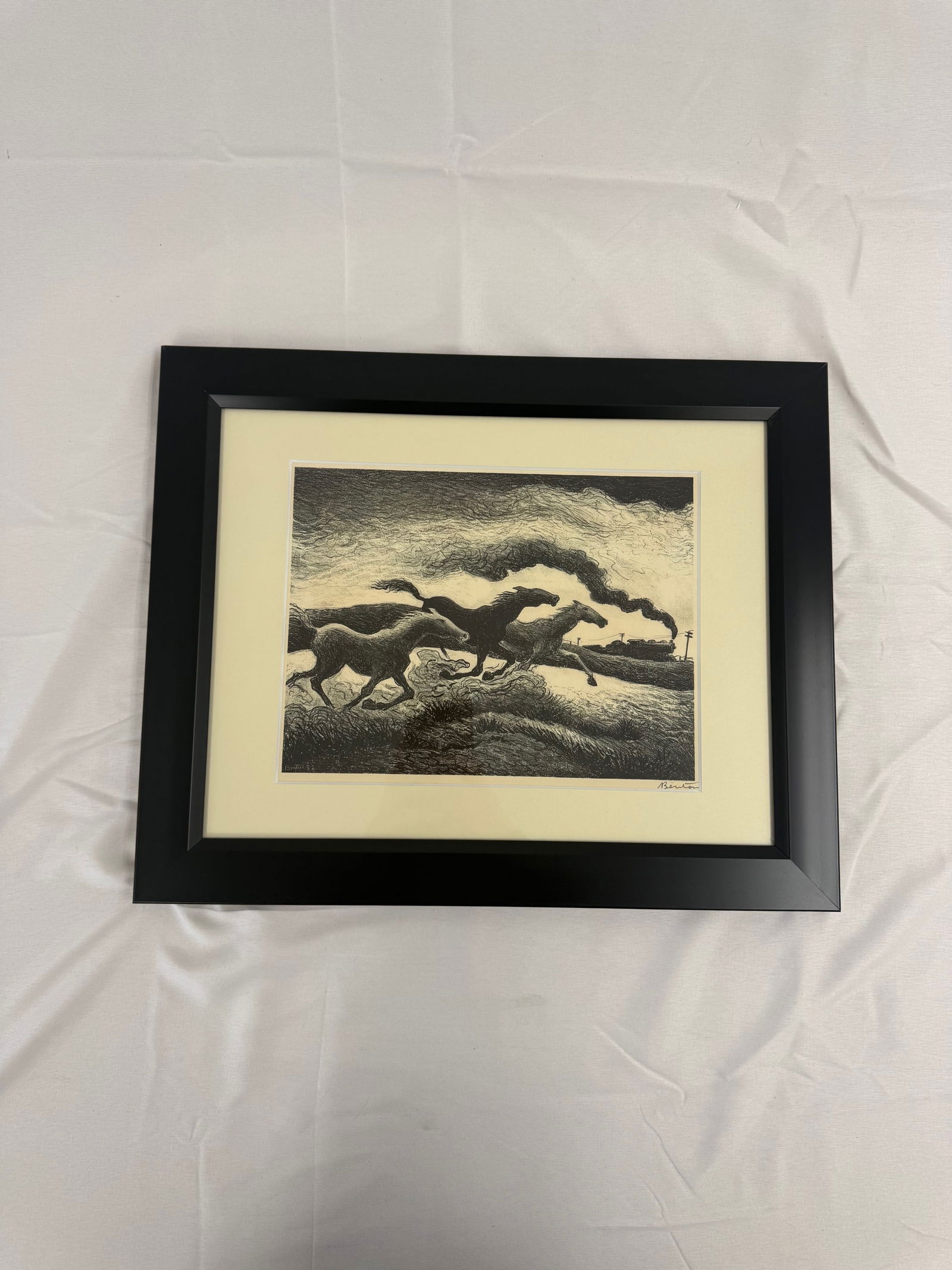 Thomas Hart Benton - Running Horses, Signed and Framed (1 of 3)