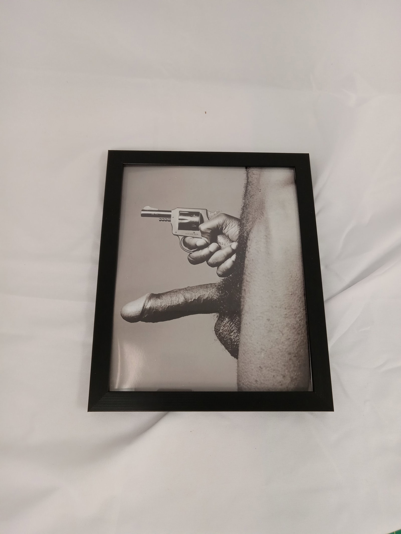 Robert Mapplethorpe "Cock and Gun, 1982," Framed Print: Cock and Gun, 1982 Robert Mapplethorpe photo print on high gloss Kodak photo paper, framed measures 8x10 inches.