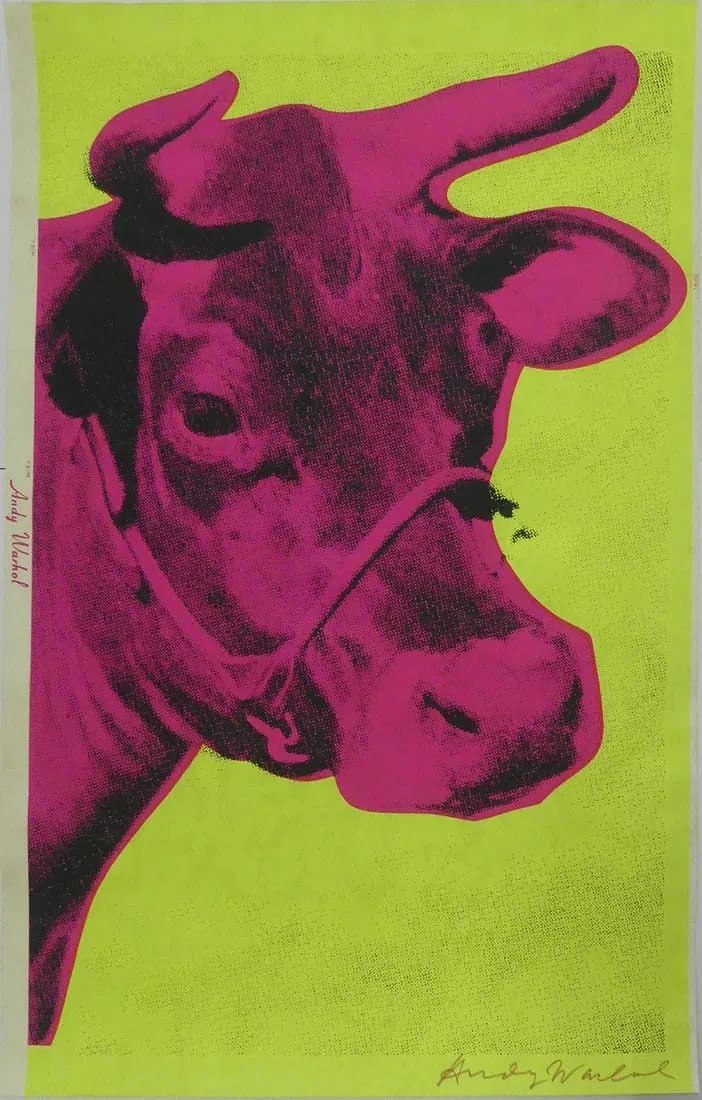 Andy Warhol "Cow" Pink on Yellow Signed Print (1 of 1)