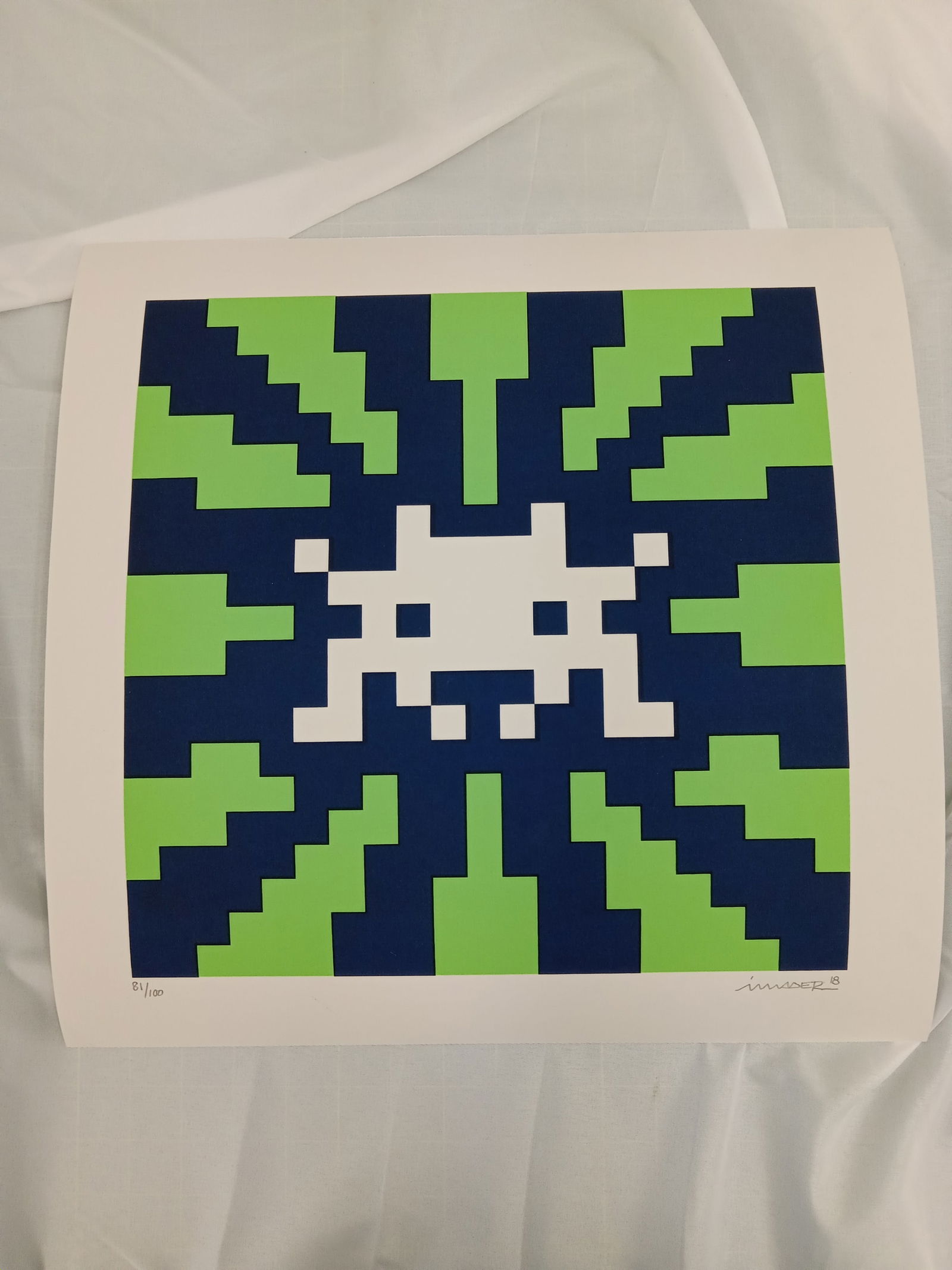 Invader "Sunset (Blue and Green)" Signed Print (1 of 3)