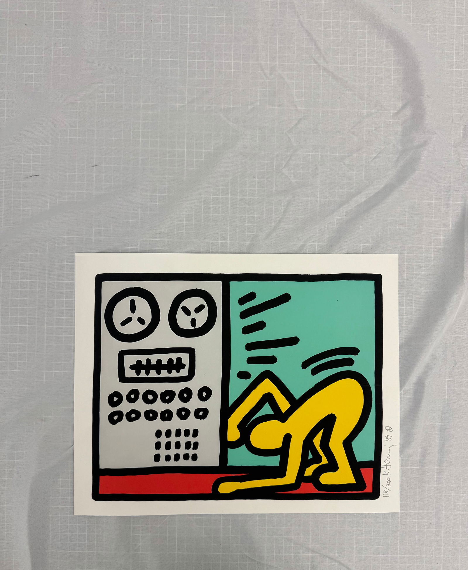 Keith Haring Pop Shop III: Keith Haring Pop Shop III: lithograph on heavy wove paper, Signed, dated and numbered, measures image 11.5 in X 14.6 in, Sold After as These are part of the estate sale and we do not have a COA.
