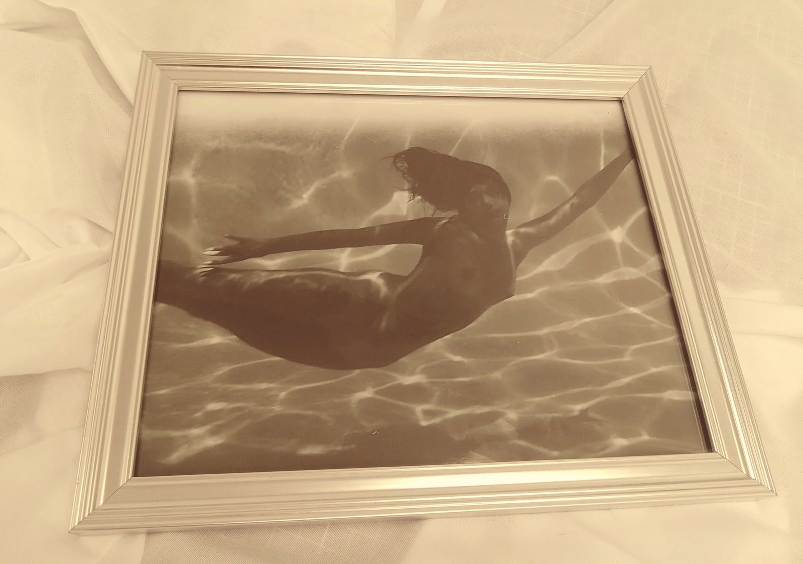 Andre de Dienes, Nude Study, Framed: Nude Study photograph by Andre de Dienes framed print on high gloss Kodak photo paper. Image measures 8x10, framed.