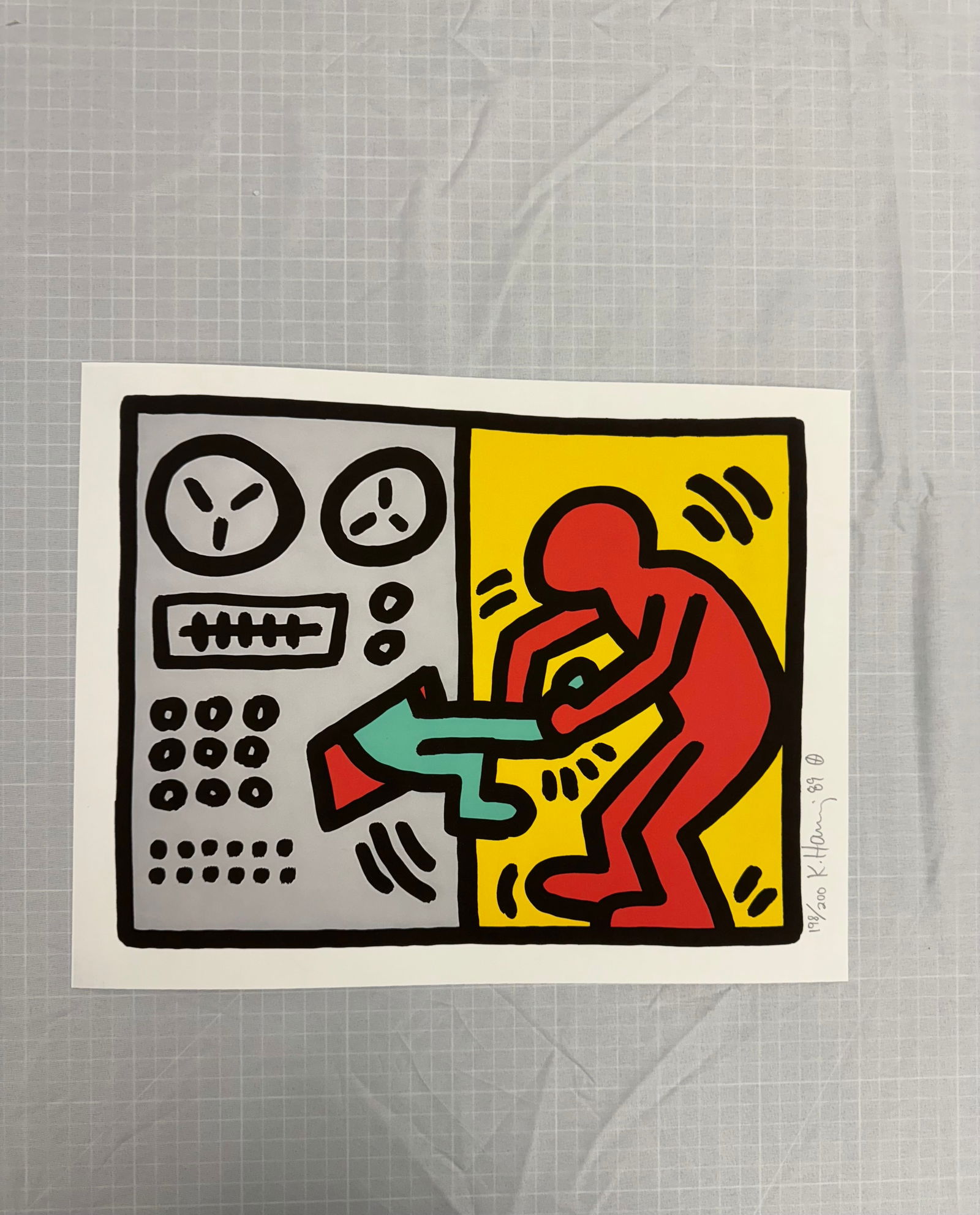 Keith Haring Pop Shop III: Keith Haring Pop Shop III, lithograph on heavy wove paper, Signed, dated and numbered, measures image 11.5 in X 14.6 in, Sold After as These are part of the estate sale and we do not have a COA.