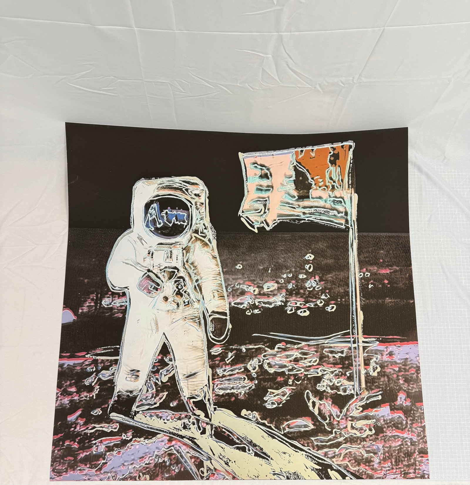 Andy Warhol "MOONWALK -FS II #405": Andy Warhol "MOONWALK -FS II #405" , 1987, Measures 38in x 38in, Signed and Numbered Lower Right, includes Feldmans Fine Arts, NY stamp on Back. Print in colors, Sold After, This item came from an