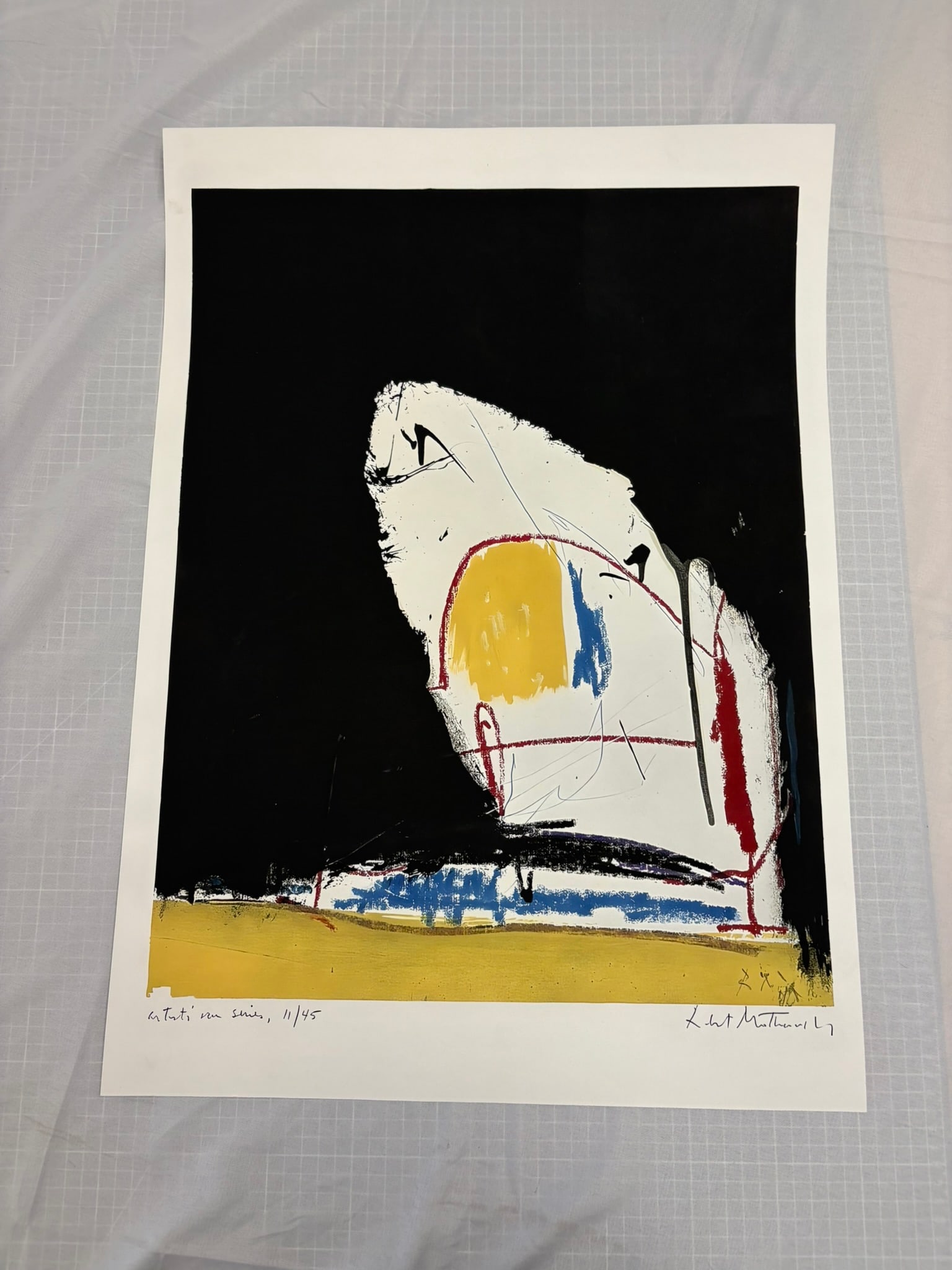 Robert Motherwell "Capriccio" Print: Robert Motherwell "Capriccio" Print on heavy wove paper. Signed in the plate. Measures approx. 25 3/8 x 19 3/4 in. Sold After as These are part of the estate sale and we do not have a COA.