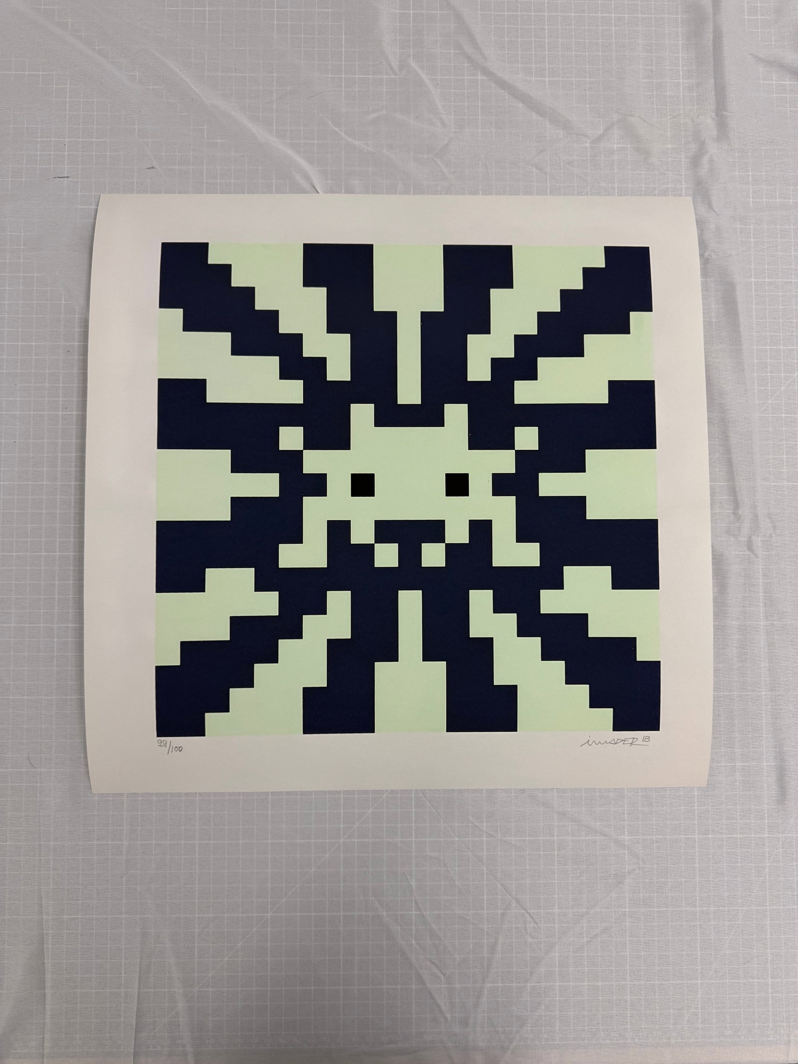 Invader "Sunset (Blue and White)" Signed Print (1 of 3)