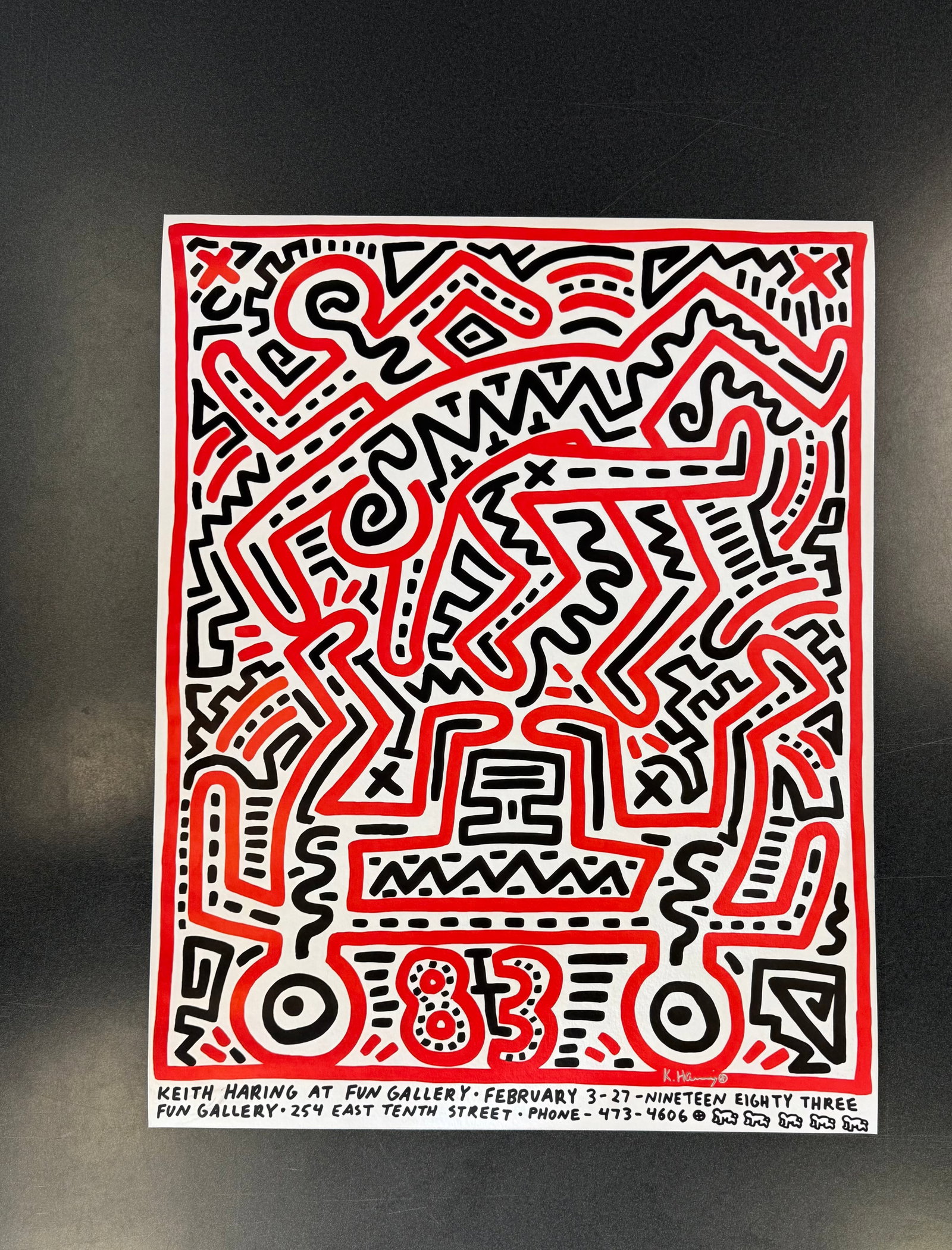 Keith Haring (Fun Gallery 1983 Poster): Keith Haring (Fun Gallery 1983) Print on Wove paper, Poster Meausures 24x32 inches, Marker Signed