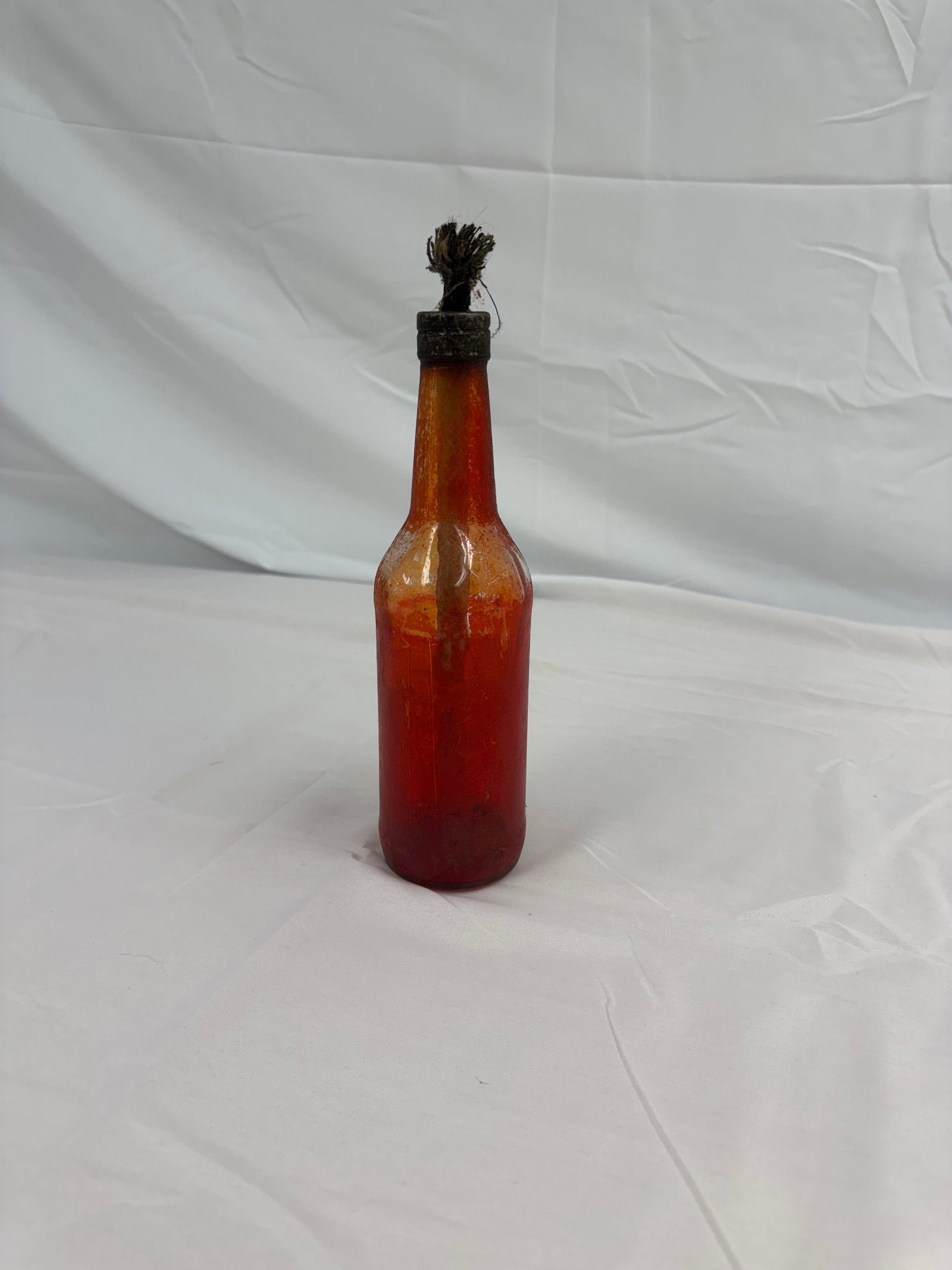 Vintage Decorative Malika Arts Red Glass Bottle with Wick (1 of 1)
