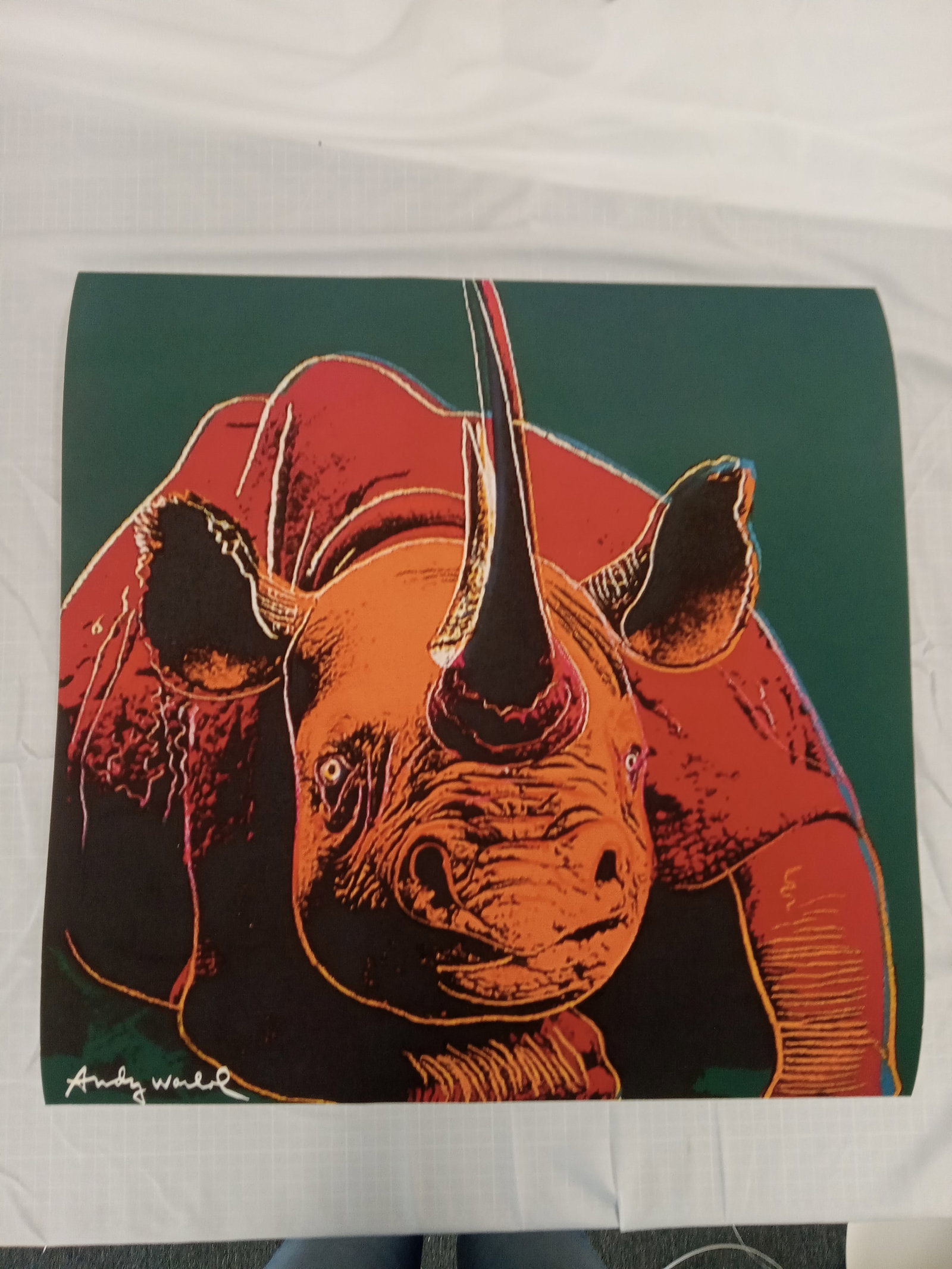 Andy Warhol "Black Rhinoceros", 1986 Limited Edition Endangered Species: Andy Warhol "Black Rhinoceros", 1986 Limited Edition Endangered Species, Signed Lower Left corner, Measures Approx 23.25in x 23.25in, Has Publisher Stamp Hermann Wunsche Bonn on back. This item came