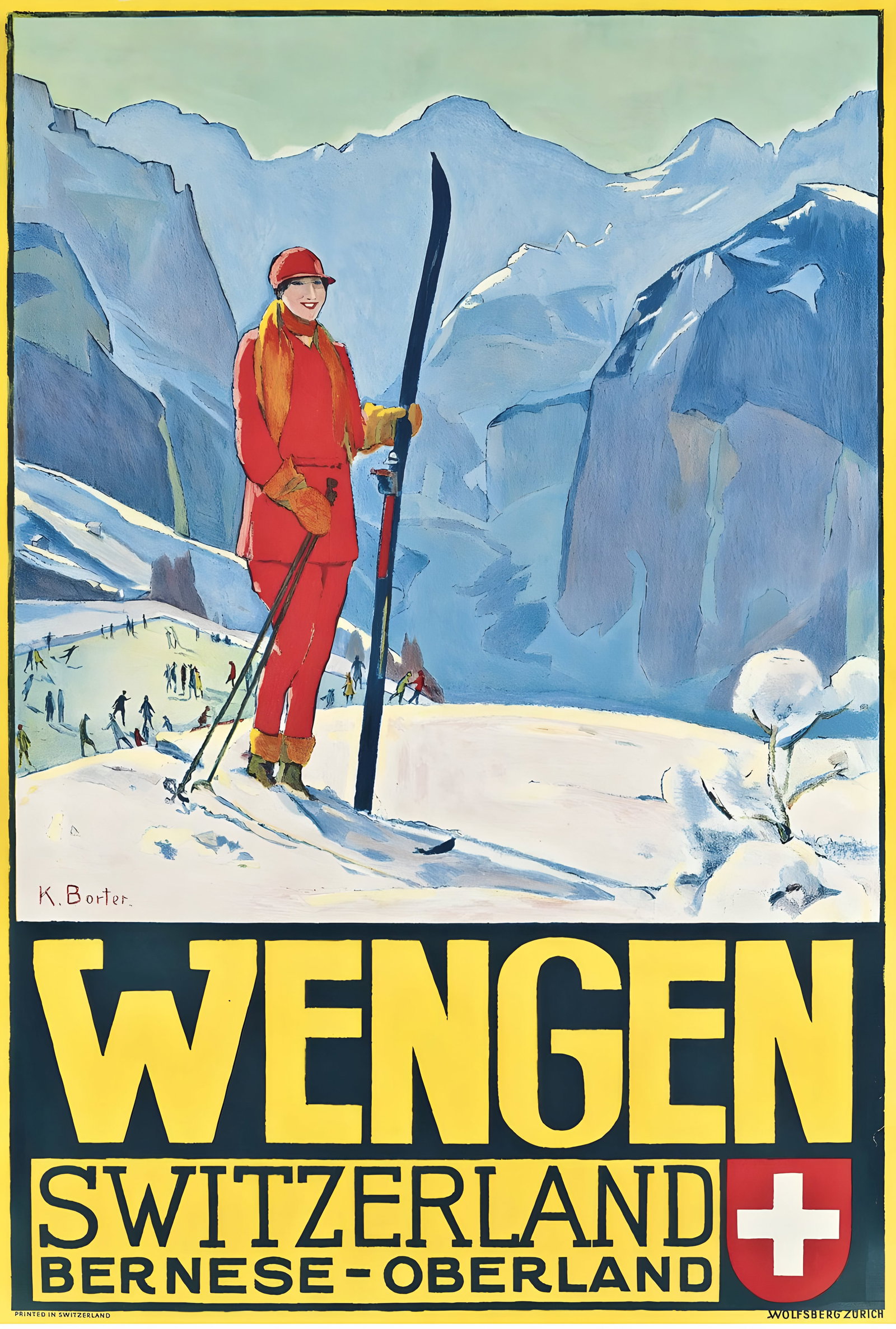 Wengen Switzerland Vintage Ski Poster After (1 of 1)
