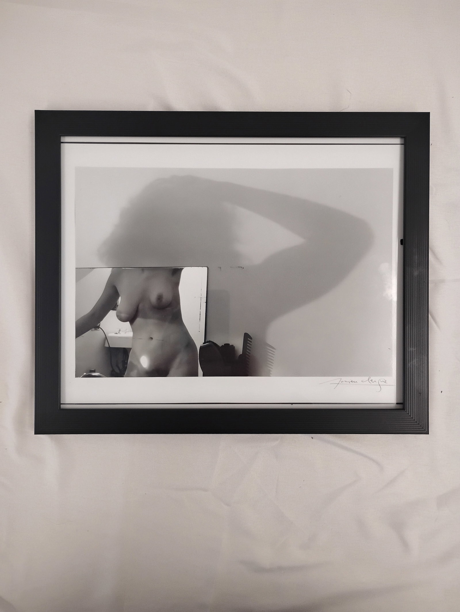 Lucien Clergue "Nude in Soho IV, New York, 1979" Framed: Nude in Soho IV, New York, 1979 by Lucien Clergue. Photoprint on kodak photopaper, framed, measures 8x10. These are part of the estate sale and we do not have a COA. All lots offered in our auctions