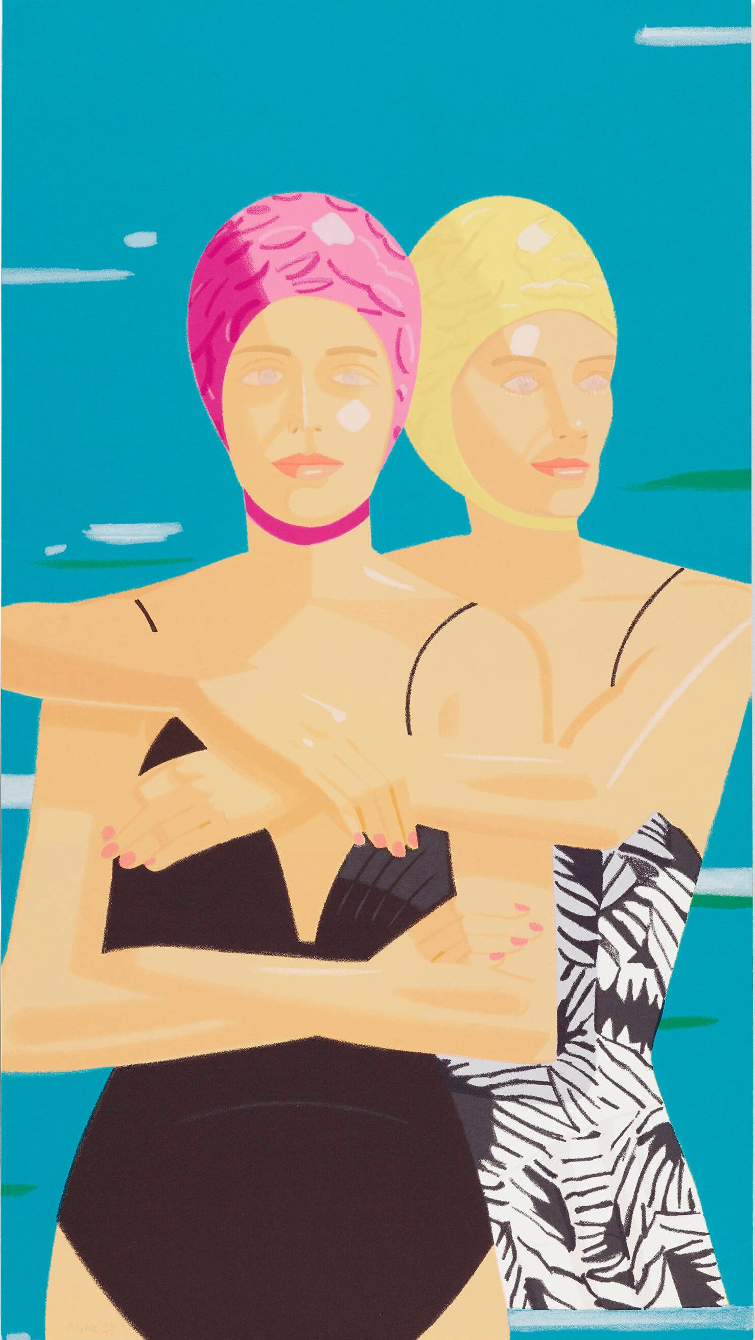 Eleuthera, Alex Katz Print sold after: Alex Katz "eleuthera" print in colors on wove paper. Measures: 48x26.75 inches. sold after. These are part of the estate sale and we do not have a COA. All lots offered in our auctions are sold strict