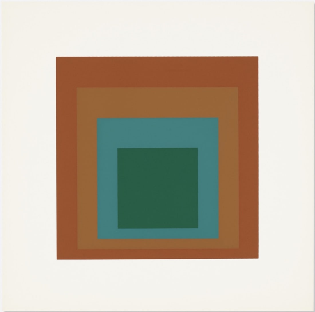 Josef Albers Reserved from Homage to the Square after: Josef Albers Reserved (from Homage to the Square) printed later, 1962. Print in colors measures 17x17 inches. Mounted to museum board. These are part of the estate sale and we do not have a COA. All l