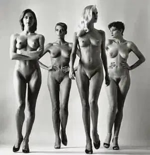 Helmut Newton "Sie Kommen, Naked, French Vogue, Paris, 1981" Print after: Helmut Newton "Sie Kommen, Naked, French Vogue, Paris, 1981" Print. Photoprint on kodak photopaper, framed, measures 8 x 10 inches. These are part of the estate sale and we do not have a COA. All lots