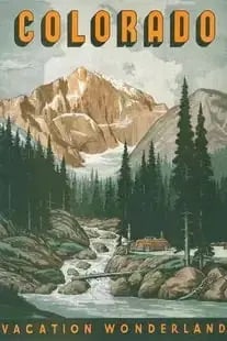 Colorado Travel Poster: Colorado Travel Poster, on archival paper, linenbacked, measures 36" x 54" These are part of the estate sale and we do not have a COA. All lots offered in our auctions are sold strictly on an "AS IS" 