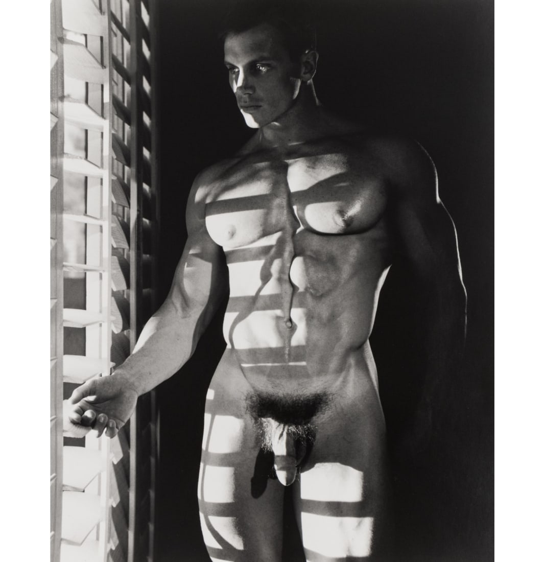 Jim French "John Pruitt, Palm springs, 1983" Photo Print after: Jim French "John Pruitt, Paalm Springs,1983" Photo Print on kodak photo paper, sold after. measures 8x10 inches. Framed.These are part of the estate sale and we do not have a COA. All lots offered in 