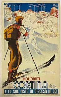 Dolomiti Cortina Italian Ski Poster (1 of 1)