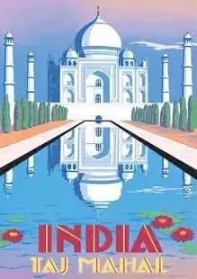 India Travel Poster: India Travel Poster. on archival paper, linenbacked, Measures 33.0 X 24.0 Inches These are part of the estate sale and we do not have a COA. All lots offered in our auctions are sold strictly on an "A