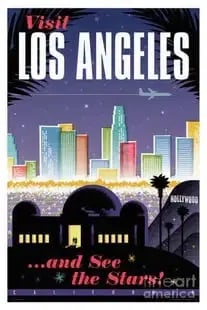Los Angeles Travel Poster: Los Angeles Travel Poster. On archival paper, linenbacked, Measures 26.00 X 36.00 Inches These are part of the estate sale and we do not have a COA. All lots offered in our auctions are sold strictly 