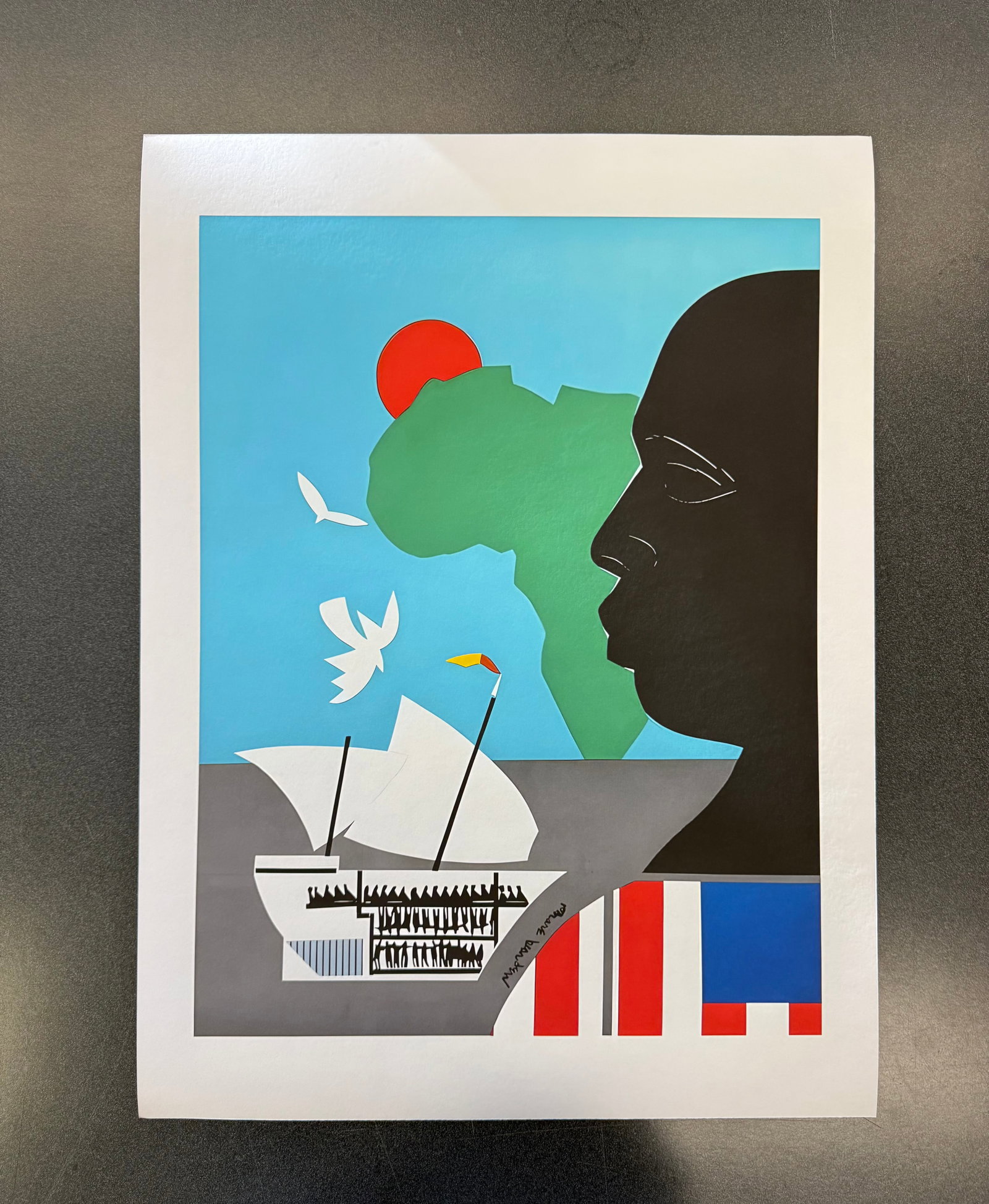 Romare Bearden, 1911-1988, Roots lithograph after: Romare Bearden, 1911-1988, Roots color lithograph (Poster for T.V. Guide cover) 24X 18 In. (full margins) sold afterThese are part of the estate sale and we do not have a COA. All lots offered in our