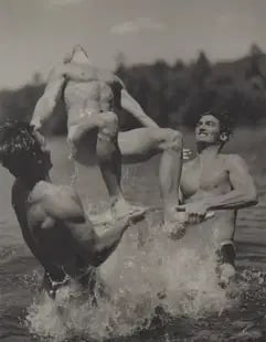 Bruce Weber "Ray, John, and Eric, Bear Pond" Print: Ray, John and Eric, Bear Pond, 1990 by Bruce Weber, photoprint on kodak photopaper, framed, Measures 8x10 inches. These are part of the estate sale and we do not have a COA. All lots offered in our