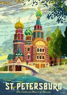 St. Petersburg, Russia Poster: St. Petersburg, Russia Poster. On archival paper,linenbacked, Measures 29 x 21 inches. These are part of the estate sale and we do not have a COA. All lots offered in our auctions are sold strictly on