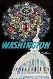 "Washington" TWA Travel Poster: "Washington" TWA Travel Poster. On archival paper, linebacked, Measures 24.00 X 36.00 Inches These are part of the estate sale and we do not have a COA. All lots offered in our auctions are sold stric