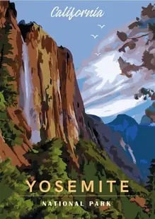 Yosemite National Park Travel Poster: Yosemite National Park Travel Poster,on archival paper linebacked, Measures 33 x 24 inches These are part of the estate sale and we do not have a COA. All lots offered in our auctions are sold strictl