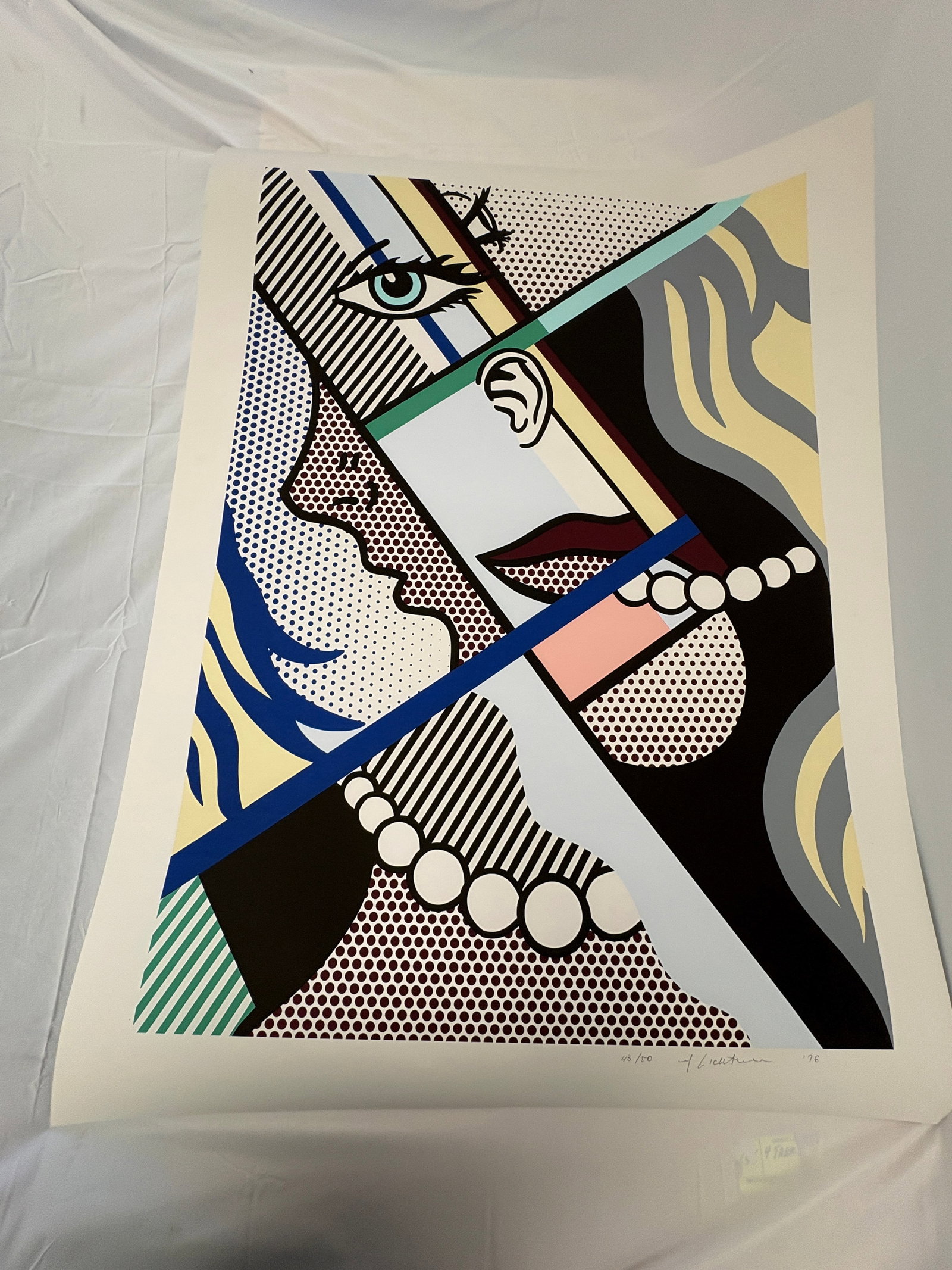 Roy Lichtenstein "Modern Art I" sold after: Roy Lichtenstein "Modern Art I", on arches paper, measures 37.875 x 51.25 inches. These are part of the estate sale and we do not have a COA. All lots offered in our auctions are sold strictly on an "