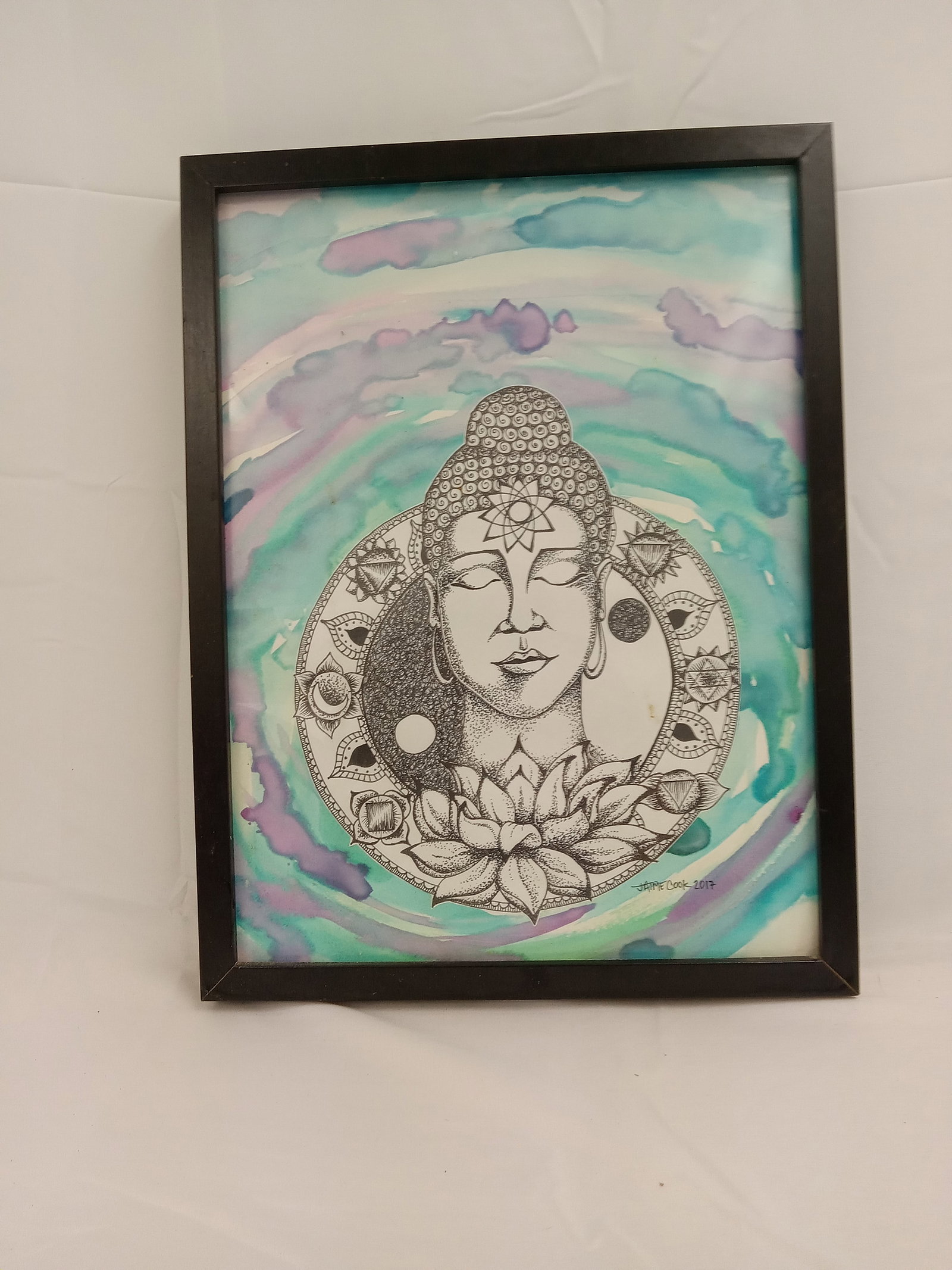 Water color/ Print, Jamie Cook, 2017: Water color/ Print, measures 17.0 X 13.0 in. signed Jamie Cook, 2017 These are part of the estate sale and we do not have a COA. All lots offered in our auctions are sold strictly on an "AS IS"