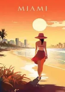 Miami, Florida Travel Poster: Miami, Florida Travel Poster. on archival paper, linenbacked, Measures 33.0 X 24.0 Inches. These are part of the estate sale and we do not have a COA. All lots offered in our auctions are sold strictl