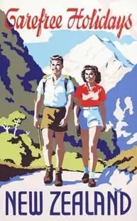New Zealand Shipping Company Travel Poster.: New Zealand Shipping Company Travel Poster,on archival paper, linenbacked, Measures 24.00 X 32.00 Inches These are part of the estate sale and we do not have a COA. All lots offered in our auctions ar